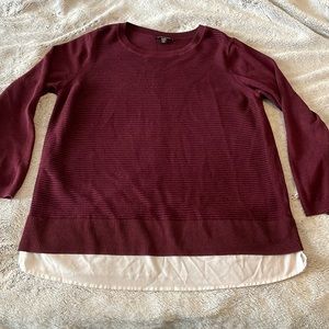 Wine Red Hilary Radley Sweater with Faux Layered Hem
